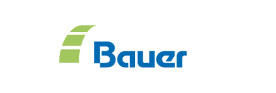 Logo des Unternehmens Bauer mit grünem und blauem Schriftzug