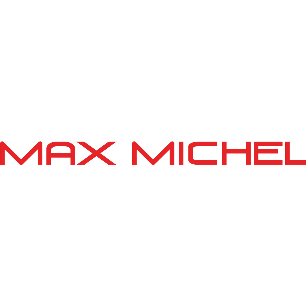 Rotes Max Michel Logo auf weißem Hintergrund