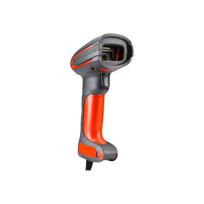 Handlicher Barcode-Scanner mit rotem und grauem Design