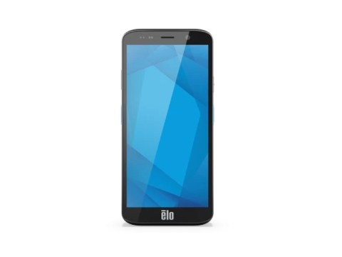 Abbildung eines modernen Smartphones mit einem blauen Bildschirm