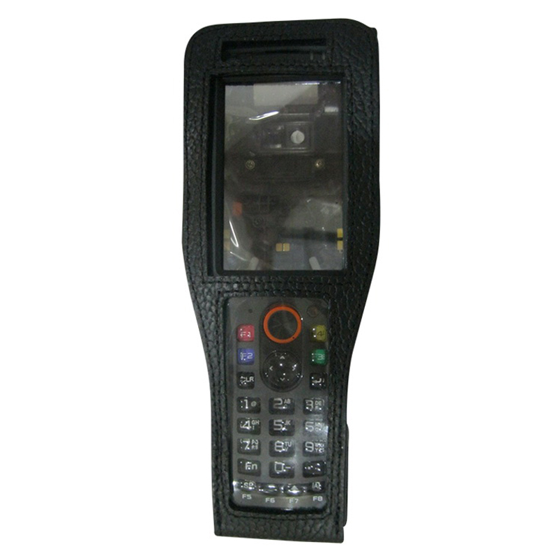 Ein Handscanner mit integrierter Tastatur und Display, eingebettet in ein schwarzes Schutzgehäuse.