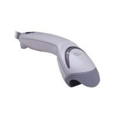 Ein grauer Handscanner zur Erfassung von Barcodes, ideal für den Einsatz in Geschäften oder Lagern.