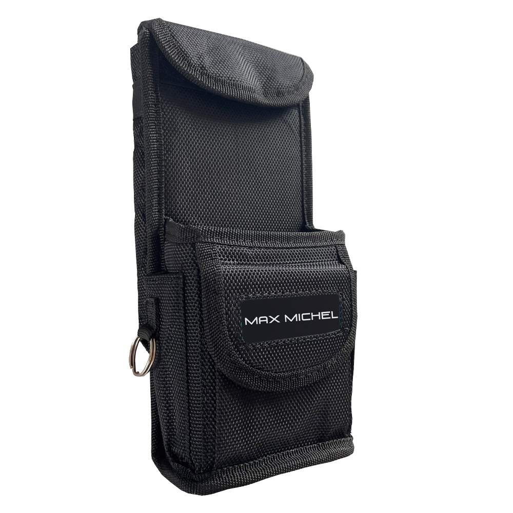 Schwarze Nylon-Tasche von Max Michel mit Klappverschluss und zusätzlicher Fronttasche