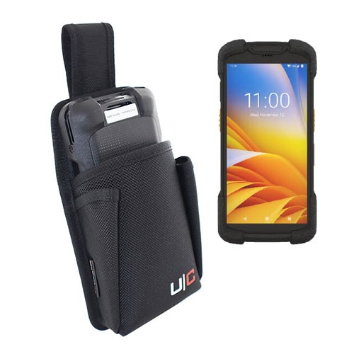 Schwarze Smartphone-Hülle mit Gürtelhalterung und robustem Design für sicheren Transport
