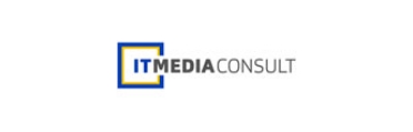 Logo von IT MEDIA CONSULT mit blauem und gelbem Design