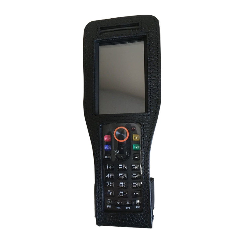 Ein mobiler Handheld-Scanner in robuster schwarzer Schutzhülle mit Tastatur und großem Display.