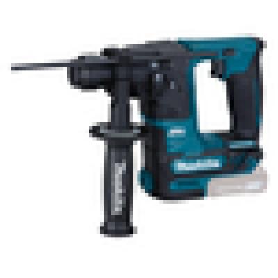 Ein blauer und schwarzer Akku-Bohrhammer mit ergonomischem Zusatzgriff und robustem Design