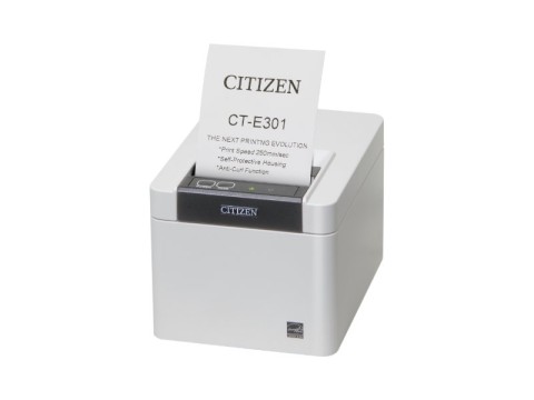 Citizen CT-E301 USB 8 Punkte/mm 203dpi Cutter weiß - POS-Drucker - Thermotransferdruck