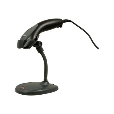 Schwarzer Handscanner mit Kabel und Ständer zur Barcode-Erkennung auf Verkaufsflächen