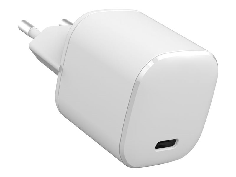 Weißes USB-C-Wandladegerät mit kompakter Bauweise